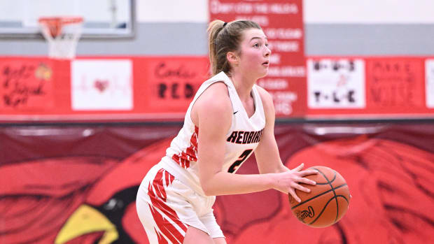 Corri Vermilya of Loudonville prepares to take a shot against Ellet on February 7, 2023.
